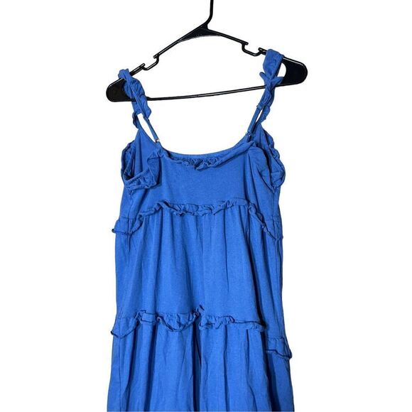 J.Crew Tiered Knit Keyhole Maxi Dress Blue Sleeveless Ruffle Women’s Size XXS - Picture 6 of 8
